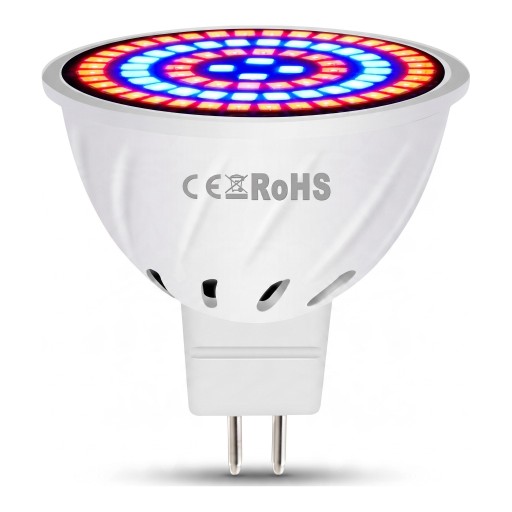 LED lâmpada para cultivo de plantas MR16 48 LED Espectro vermelho e azul SMD 2835 Corpo plástico branco Para mudas ervas e flores