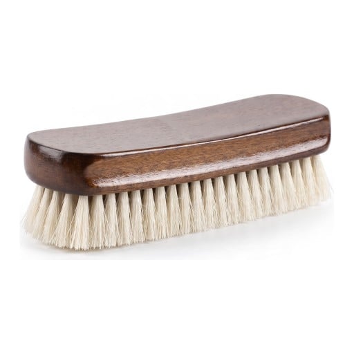 Wool Shoe Brush with Beech Handle 15.5 x 5 x 4 cm Soft Wool Bristles Brown Wooden Brush for Cleaning and Polishing Leather Footwear