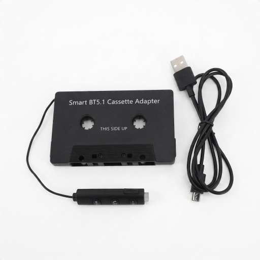 Bluetooth kazetový adaptér do auta Bluetooth 5.1 s mikrofonem a ovládáním na kabelu Nabíjení USB 5 V Černý pro autorádio s kazetou