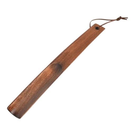 Wooden Shoe Horn 30 cm Longer Shoe Horn Made of Solid Wood with Hanging Loop Brown For Easy Dressing at Home or in a Hotel