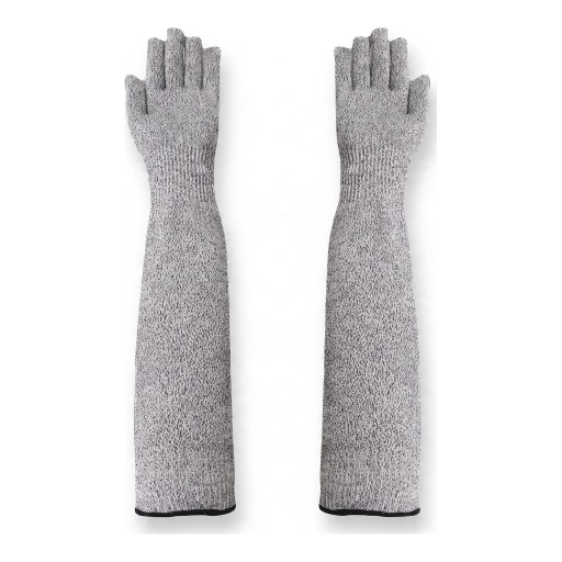 Long Protective Gloves Against Scratches and Bites 40 cm From HPPE Fibre Grey For Nail Trimming Bathing and Handling Cats and Dogs