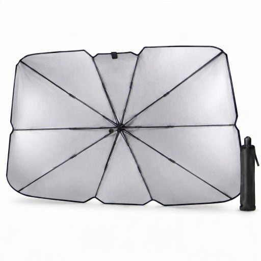 Sluneční clona deštník na čelní sklo Tesla Model 3 Highland a Model Y Juniper 150 x 80 cm Skládací Reflexní polyester Stříbrná
