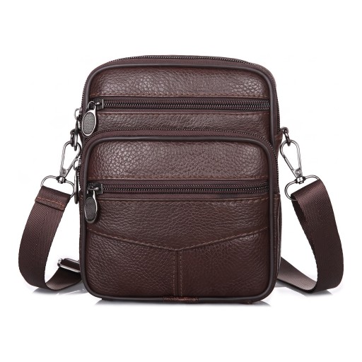 Herre læder skuldertaske 15 x 18 x 6 cm Ægte okse læder Crossbody taske til mobil og dokumenter Til hverdag