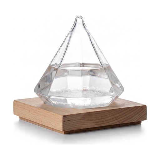 Γυάλινη πυραμίδα Storm Glass με ξύλινη βάση Γυάλινος βαρόμετρο με κρύσταλλα Διαφανής Προβλέπτης καιρού Διακόσμηση