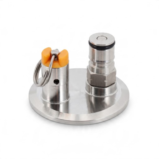 Endekappe Tri Clamp 2 tommer 64 mm med overtryksventil 17 PSI og gasstik Ball Lock Rustfrit stål Til hjemmebryggeri