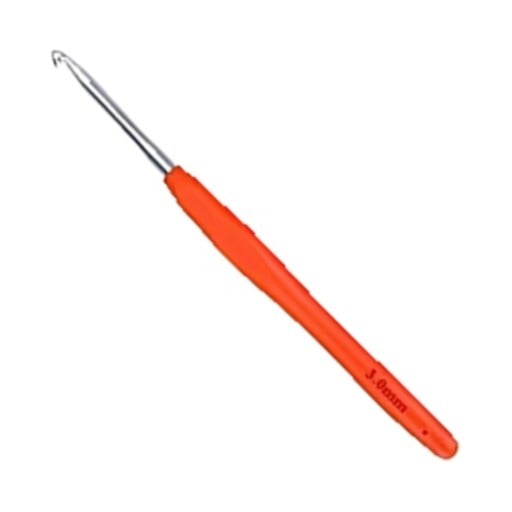 Hæklenål 3,0 mm med orange blød håndtag og aluminiumshoved Til medium tykt garn Tørklæder, hatte og børnetøj