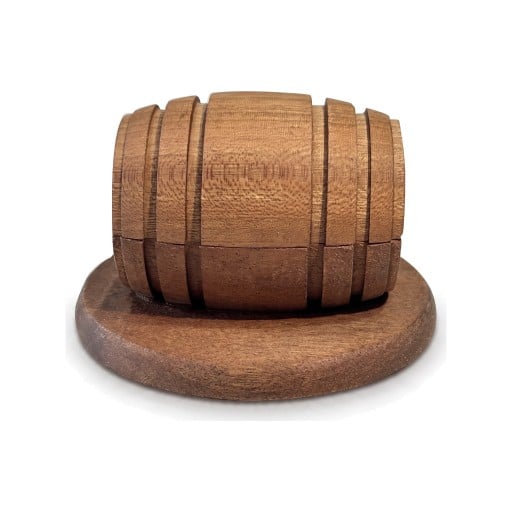 Fumoir en bois pour cocktails et whisky en forme de baril 10 x 6,4 cm Couvercle avec socle pour verre Pour aromatiser les boissons avec de la fumée