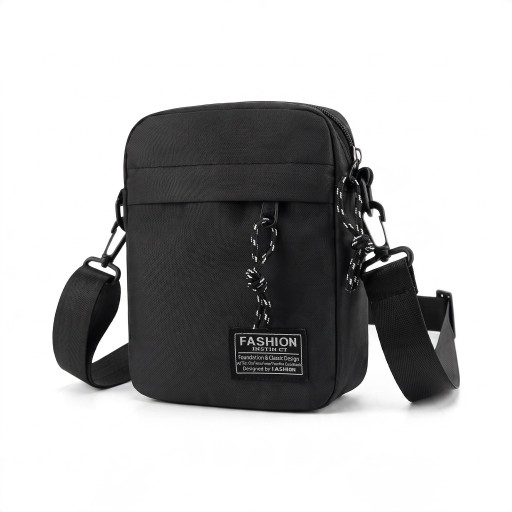 Lille crossbody taske til mobil 14 x 18,5 x 5 cm Vandafvisende oxfordstof Sort Aftagelig rem med karabinhager Til dokumenter og nøgler