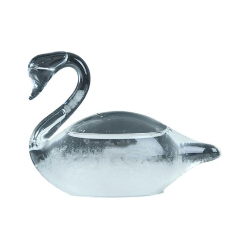 Bouřkové sklo Storm Glass ve tvaru labutě 8,2 x 4,2 x 6,5 cm Barometr s krystaly z borosilikátového skla Průhledný Dekorace na stůl