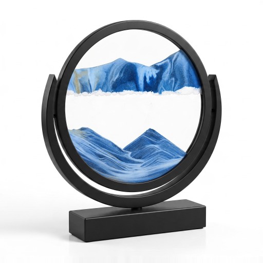 Image de sable 3D rotatif 20,2 x 21,4 cm Image de sable rond avec du sable en verre mobile avec support Décoration de table