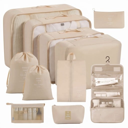Conjunto de 11 organizadores de viagem para mala Embalagens para roupa até 40 x 30 cm Necessaire suspensa Saco para sapatos e sacos