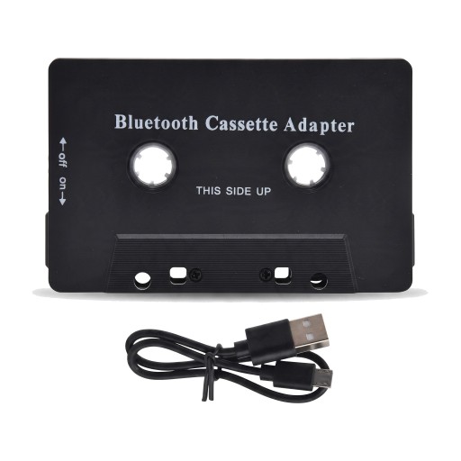 Bluetooth kazetový adaptér do auta Bluetooth 5.0 Bezdrátový přenos hudby z mobilu Baterie 140 mAh Černý pro autorádio s kazetou