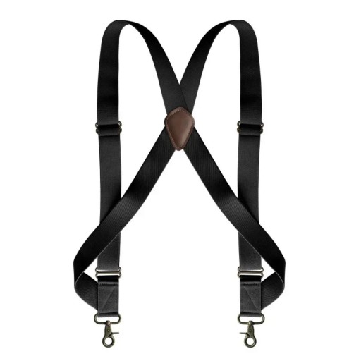 Férfi X alakú nadrágtartó két forgó karabínával Szélesség 3,5 cm Hossz 125 cm Rugalmas poliészter Nadrágpántokra