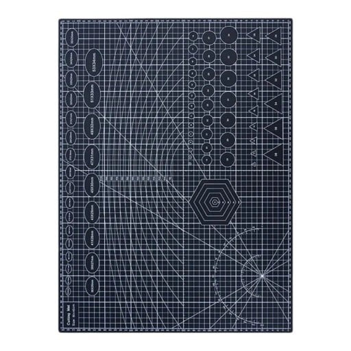 Grand tapis de découpe A2 60 x 45 cm Impression recto verso Surface auto-réparatrice Lignes et gabarits angulaires PVC Noir Pour la gravure