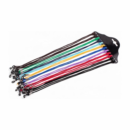 Sæt med 12 brillesnore 60 cm Nylonvævede snore med gummiholdere Mod tab Til briller med styrke og solbriller