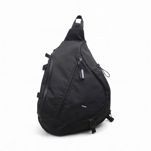 Stor sling taske over skulderen 36 x 54 x 15 cm Nylon crossbody taske over brystet Sort Unisex Til rejser, skole og by