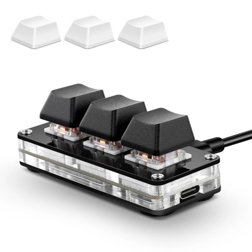 Makro klávesnica SAYODEVICE 3 programovateľné klávesy 6,9 x 3 x 2,5 cm Mechanické spínače OUTEMU Red RGB USB-C Čierna pre hry a prácu