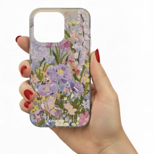Pouzdro na iPhone 18 Pro Průhledný matný kryt Malovaný motiv fialové louky Měkký rám z TPU Tvrdý zadní panel Ochrana proti nárazům