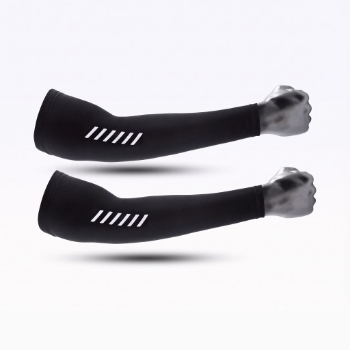Cooling Arm Sleeves 1 Pair Reflective Strips UV Protection Lightweight Breathable Nylon Sports Sleeves for Cycling Running and Fishing