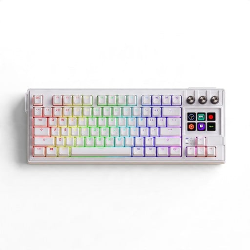 Mechanická klávesnica MRSVI K1 PRO 80% so 6 LCD klávesami a 3 otočnými gombíkmi Red spínače Hot swap RGB USB-C pre hry