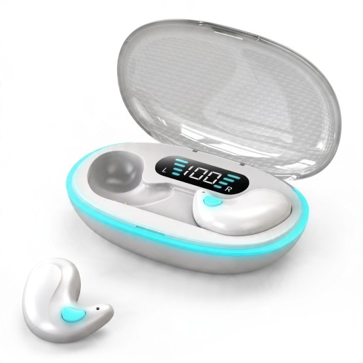 Bezdrátová sluchátka na spaní Bluetooth 5.3 Tenké pecky 1 cm Nabíjecí pouzdro s LED displejem Mikrofon Pro spaní na boku