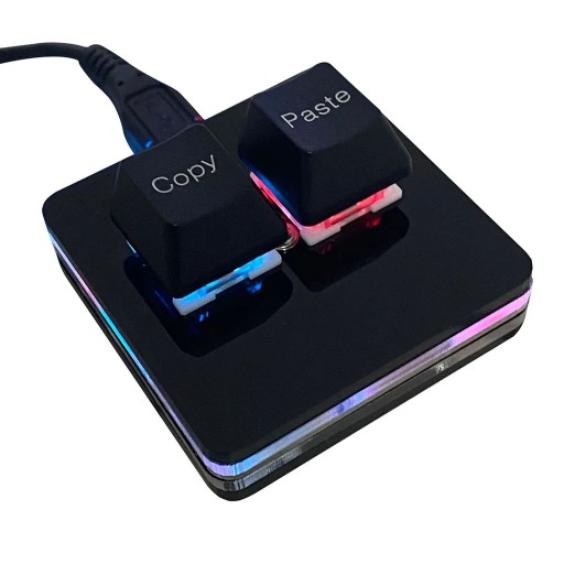 Programovatelná makro klávesnice 2 klávesy Copy a Paste Ctrl+C a Ctrl+V Mechanické spínače RGB podsvícení Pro kancelář