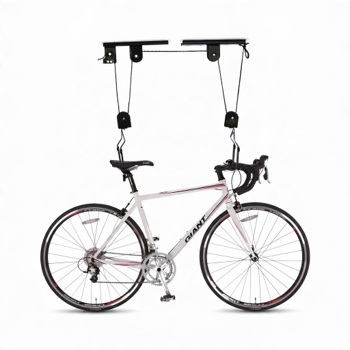 Ceiling Pulley Bike Hoist Load Capacity 60 kg Steel Ceiling Bracket with Hooks 17 cm Black for Space-Saving Bike Storage in Garage and Workshop