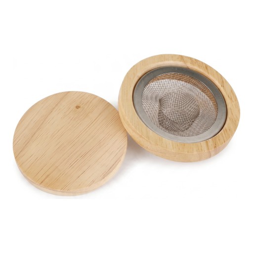 Fumoir en bois pour verre avec filtre à copeaux et couvercle en bois Accessoire rond en bois clair Pour aromatiser les cocktails et le whisky