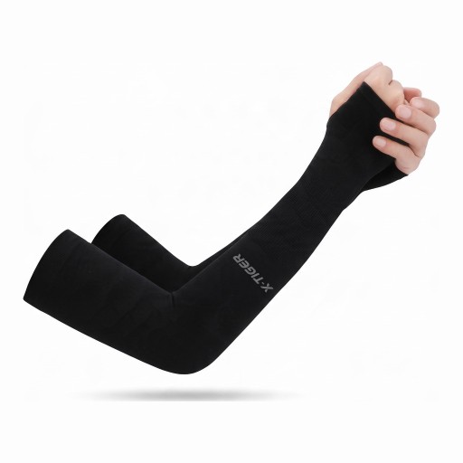 X-TIGER Cooling Arm Sleeves 1 Pair Elastic Sleeves with Back of Hand Coverage UV Protection For Cycling Running Volleyball and Outdoor