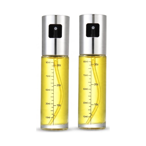 Lasinen öljysumuttimet 100 ml 2 kpl Mittausasteikko Hieno sumu Korkeus 17 cm Ruokaan, grillaamiseen, paistamiseen ja salaatteihin