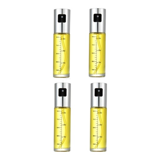 Lasinen öljysumuttimet 100 ml 4 kpl Mittausasteikko Hieno sumu Korkeus 17 cm Ruokintaan grillaamiseen leivontaan ja salaateihin