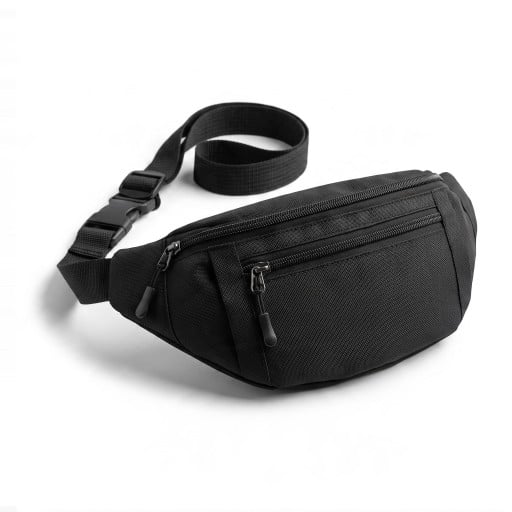 Bæltetaske til skulder og talje 31 x 14 x 7 cm Nylon crossbody taske med to lynlåslommer Til sport og rejser