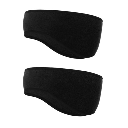 2 pcs faixa de fleece preta para as orelhas aquecedor de orelhas de inverno 23,5 x 11,5 cm poliéster à prova de vento unissexo para corrida, ciclismo