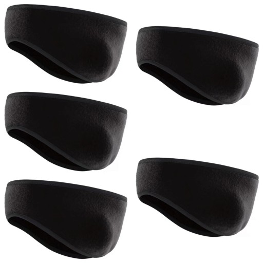 5 pcs faixa de fleece preta para as orelhas aquecedor de orelhas de inverno 23,5 x 11,5 cm poliéster à prova de vento unissexo para corrida, ciclismo