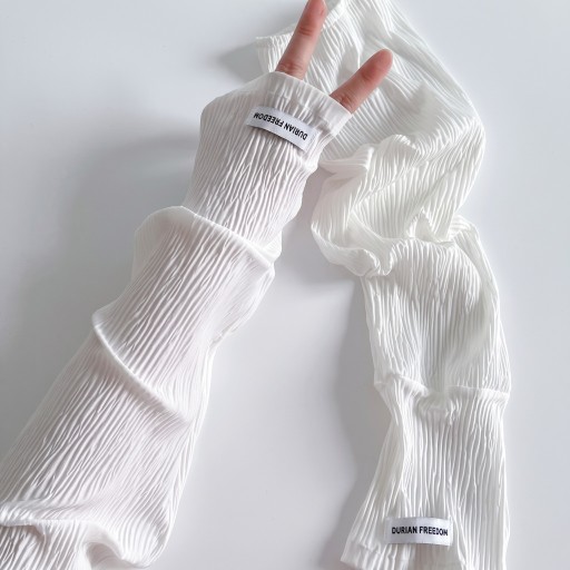 Cooling Arm Sleeves 1 Pair Ribbed Structure and Thumb Hole Ice Silk UV Protection For Driving Cycling and Outings