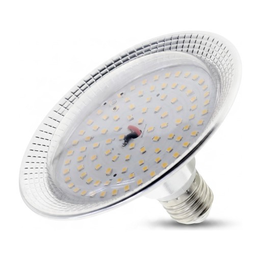 LED luz de cultivo E27 18 W Luz branca neutra 4000 K 96 LED SMD2835 Corpo de alumínio prateado Ø 13 cm Para plantas e ervas