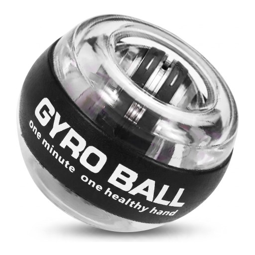 Bola de treino giroscópica com iluminação LED de cinco cores e autostart 7 x 5,5 cm Rotor metálico Transparente e preto Treinador de pulso