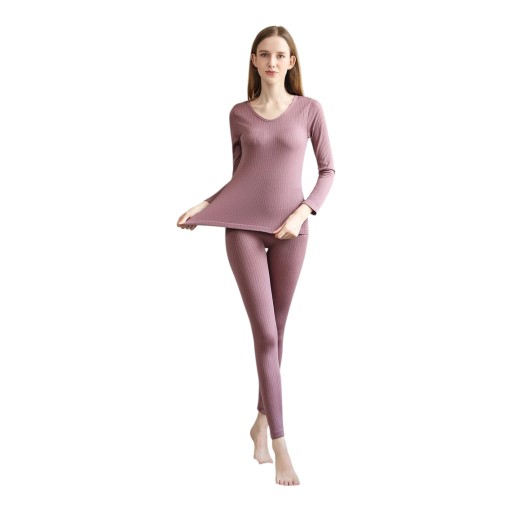 Dame termoundertøj Sæt trøje med lange ærmer og leggings Ribbet strik Universel størrelse 40–65 kg Til vinter