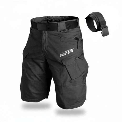 Men's Cycling Shorts with Belt Cargo Pockets and Zip Pocket Elastic Waist Cotton and Polyester Knee-Length