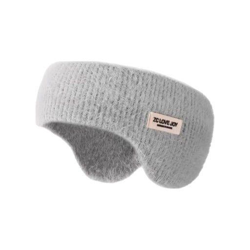 Faixa de Inverno com Orelhas de Peluche Malha Canellada Circunferência 48 cm Poliéster Elástico de Duas Camadas Para Passeios e Esqui