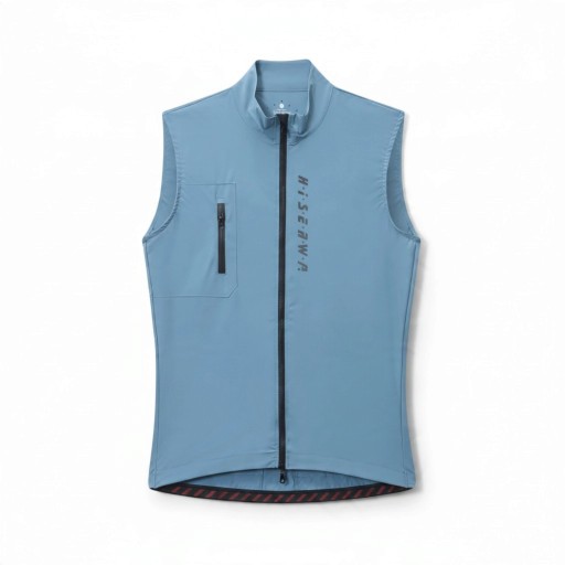 Men's Sleeveless Cycling Gilet Two-Way Zip Zip Pocket Stand-Up Collar Polyester and Elastane