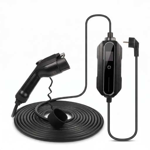 Tragbare Ladestation für Elektrofahrzeuge Typ 1 J1772 Stecker Schuko 3,6 kW 6 bis 16 A Kabel 10 m LCD-Display IP66 Schwarz Für normale Steckdose