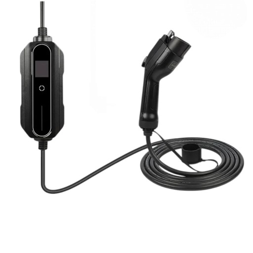 Tragbare Ladestation für Elektrofahrzeuge Typ 1 J1772 Stecker Schuko 3,6 kW 6 bis 16 A Kabel 5 m LCD-Display IP66 Schwarz Für normale Steckdose