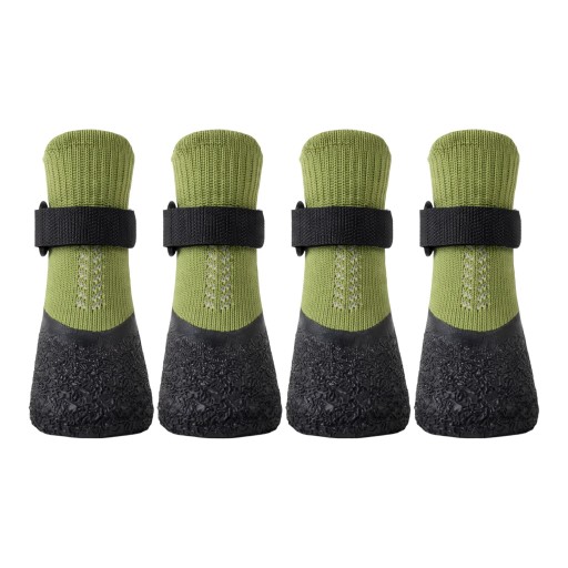 Sokker til hunden skridsikre med beskyttelse af poter 4 stk Størrelse L Sål 6 x 5 cm Længde 12 cm Strikket med velcro
