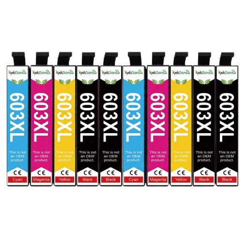 Inkoustové kazety 603XL Pro Epson Expression Home XP-2100 XP-3100 XP-4100 Sada 10 ks 4x Černá 14 ml a 2x Modrá magenta i žlutá 13,5 ml