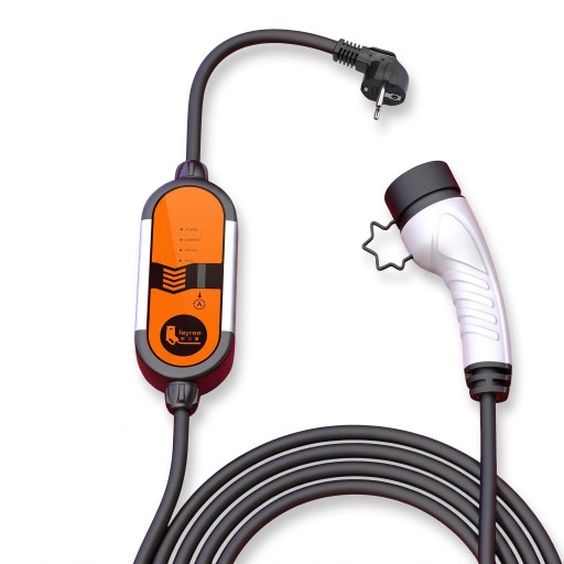 Tragbare Ladegerät für Elektroautos Typ 2 3,5 kW 8 bis 16 A Schuko-Stecker 110 bis 240 V Kabel 3,5 m Orange-Schwarz Für die Steckdose