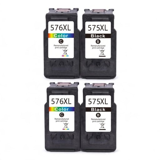 Repasované inkoustové kazety PG-575XL a CL-576XL Pro Canon PIXMA TS3550i TS3551i TR4750i TR4751i Sada 4 ks 18 ml 2x Černá 2x Tříbarevná