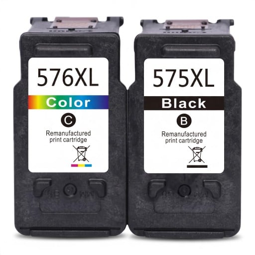 Repasované inkoustové kazety PG-575XL a CL-576XL Pro Canon PIXMA TS3550i TS3551i TR4750i TR4751i Sada 2 ks 18 ml Černá a tříbarevná