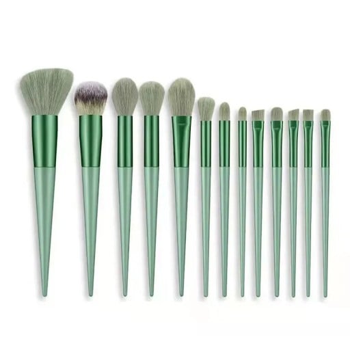 13ks sada štetcov na make-up mäkké nadýchané syntetické štetiny plastová rukoväť hliníková trubica s puzdrom na líčenie