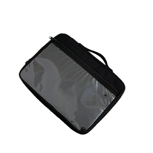 14 hüvelykes, 35x26 cm-es átlátszó oldalsó zsebes MacBook/iPad fekete tok